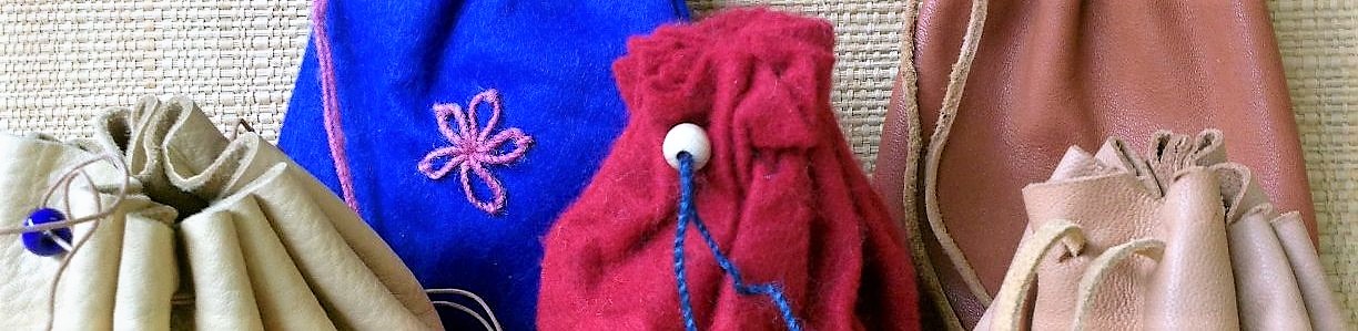 medieval pouches made of felt and leather