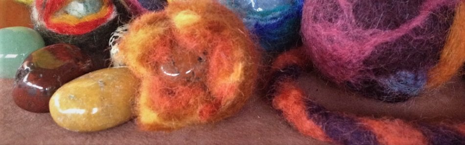 colourful felted bracelet stone and ball